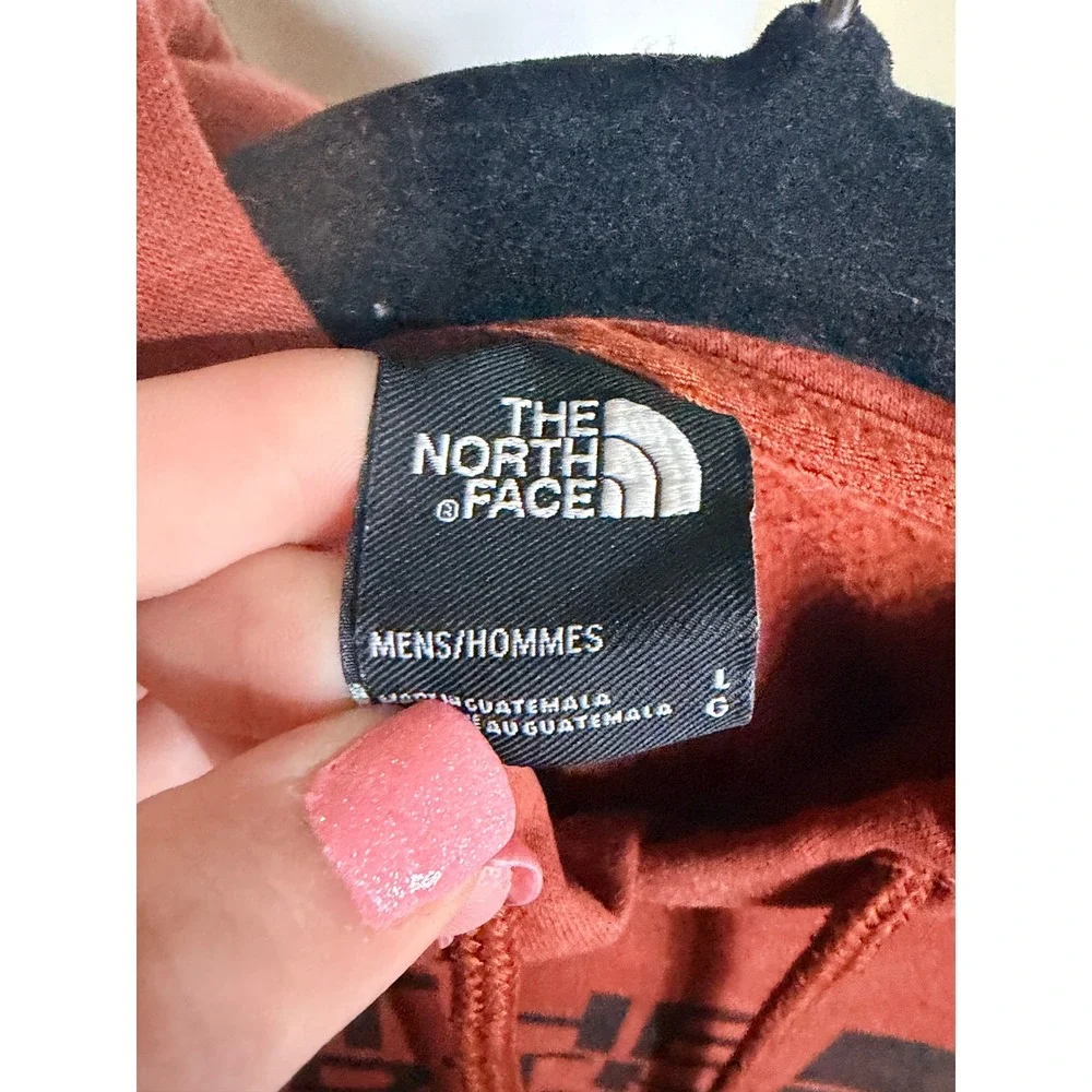 The North Face Mens Large Burnt Orange Half Dome Logo Pullover Hoodie Sweatshirt